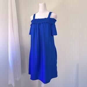 Nicole Miller New York Royal Blue Cold Shoulder Knee Length Dress